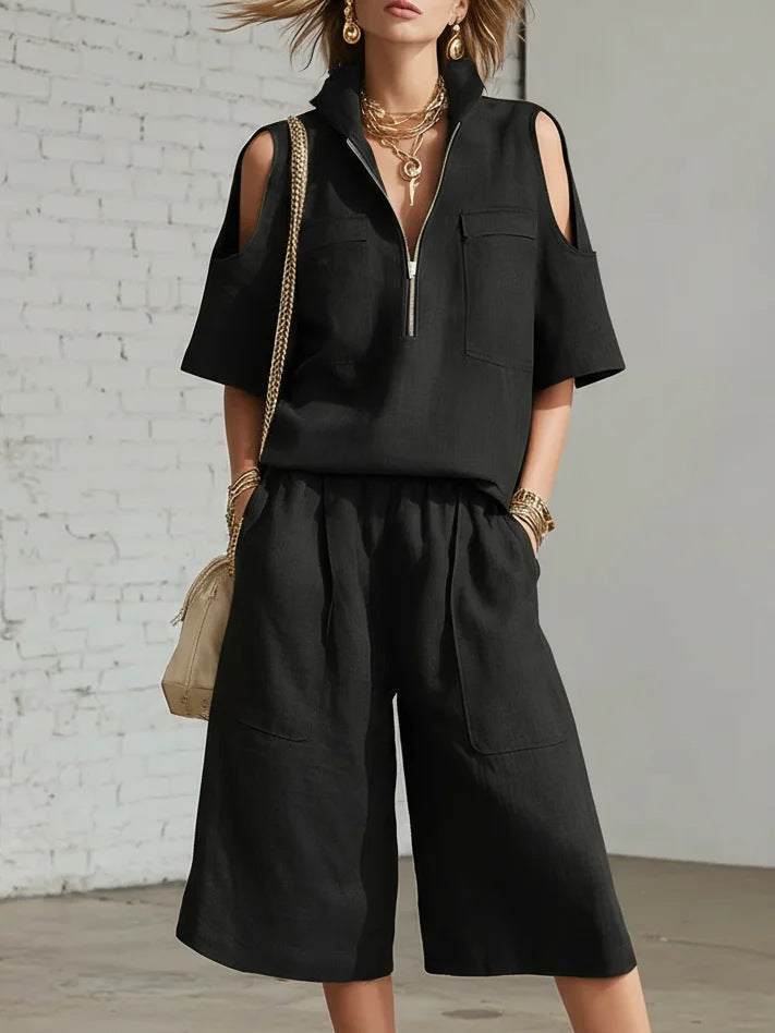 Short-Sleeve Shirt & Loose Shorts Two-Piece Set