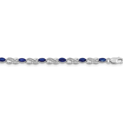 14k White Gold Diamond Sapphire Infinity 7.25 inch Bracelet