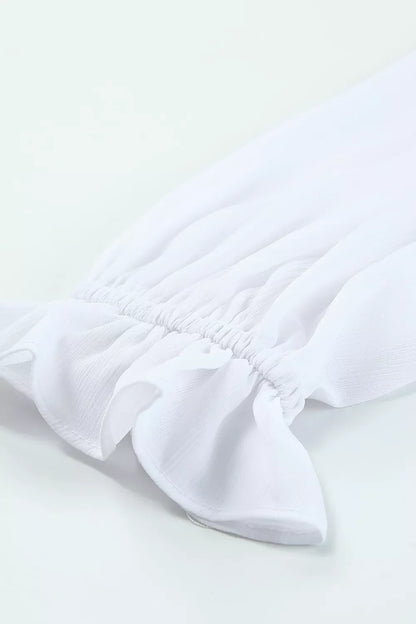 Elegant Tie-Front Ruffle Mini Dress with Smocked Wiast