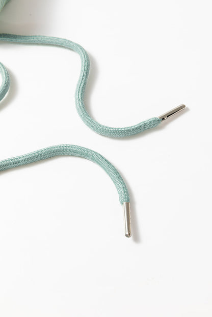 Threaded Pear Mandy Textured Drawstring Hooded Long Sleeve Top