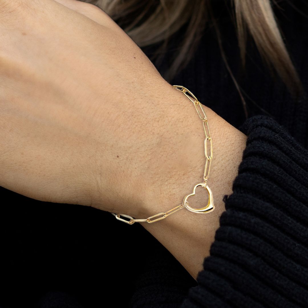 Mint & Lily Open Heart Paperclip Chain Bracelet