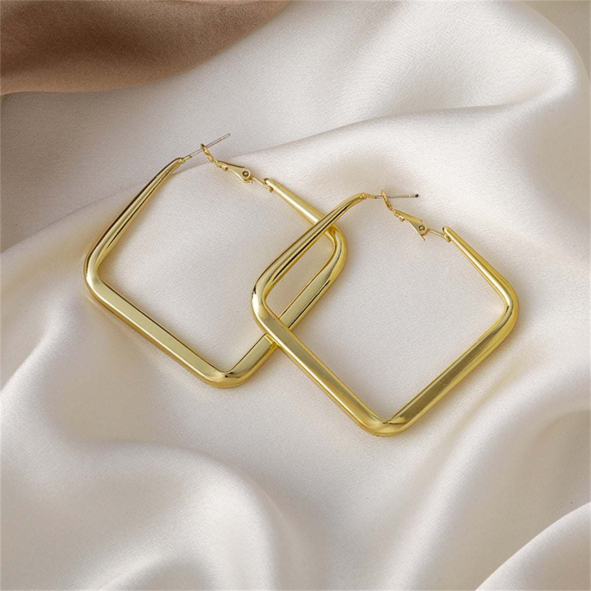 Goldtone Open Square Hoop Earrings