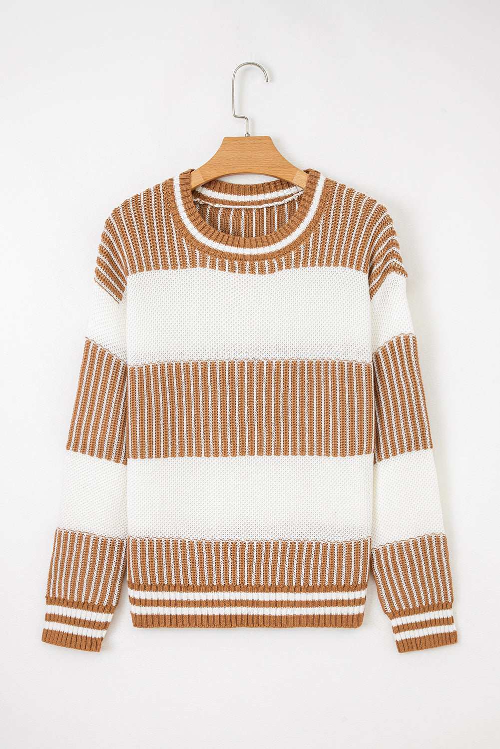 Haley Drop Shoulder Loose Sweater - Khaki / L - 12/14
