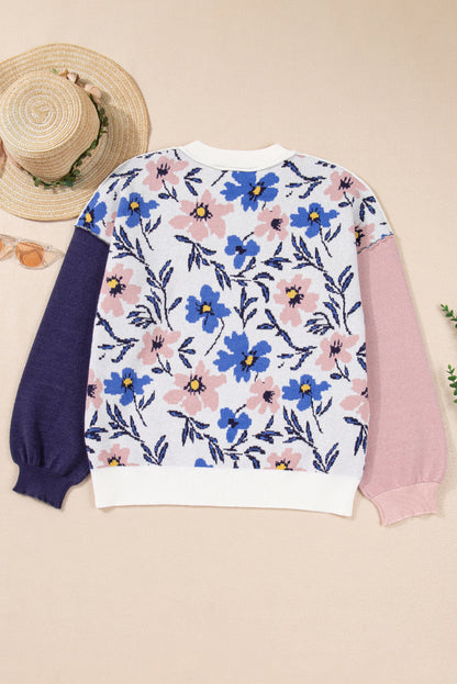 Threaded Pear Lumivita Colorblock Sleeve Patchwork Sweater