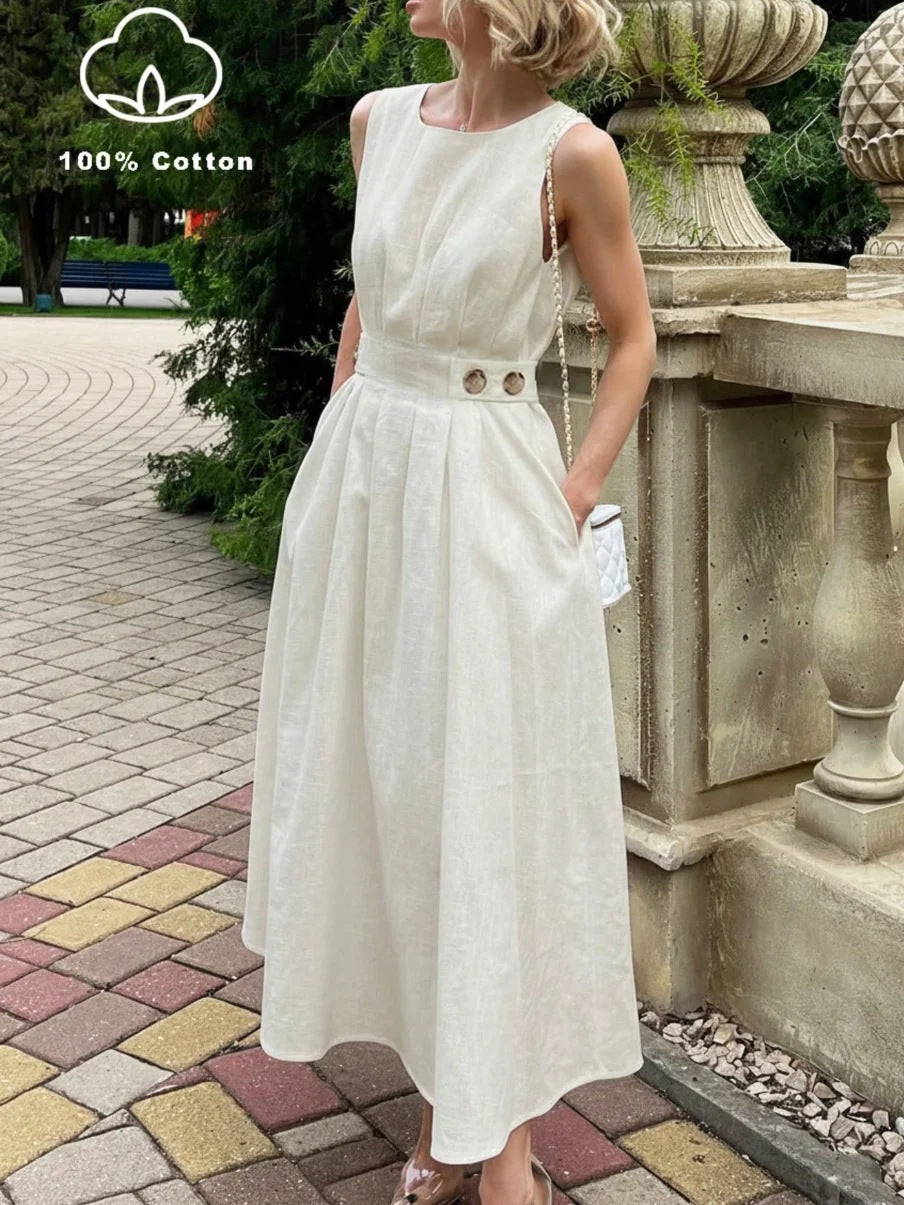 luxury crew neck dresses DOLLY Luxury Retro Style Crew Neck One Shoulder Ruffle Sleeves Midi Office Dress-CLAUDI 2XL / Pink