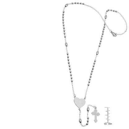 Our Father Prayer Heart Rosary Necklace