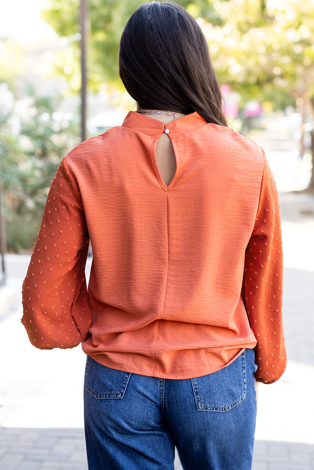 Threaded Pear June Swiss Dot Balloon Sleeve Loose Blouse