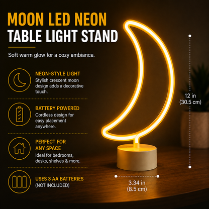 Glowing Moon Neon Lamp for Bedroom Décor-