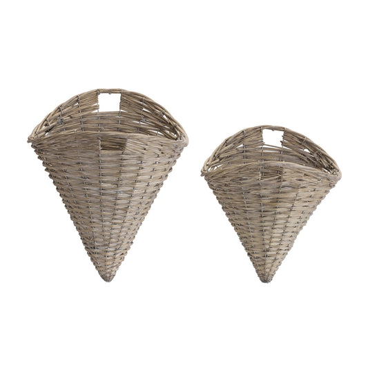 Melrose International Grey Woven Willow Wall Basket (Set of 2)