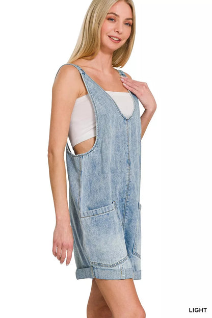 Zenana Denim Short Overalls