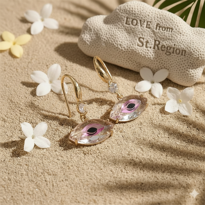 Pink Crystal & Cubic Zirconia Goldtone Eye Hook Earrings