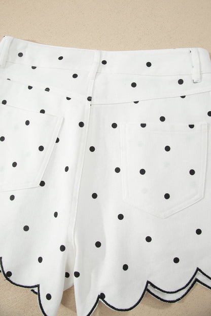 Threaded Pear Elise Embroidered Scallop Hem Shorts