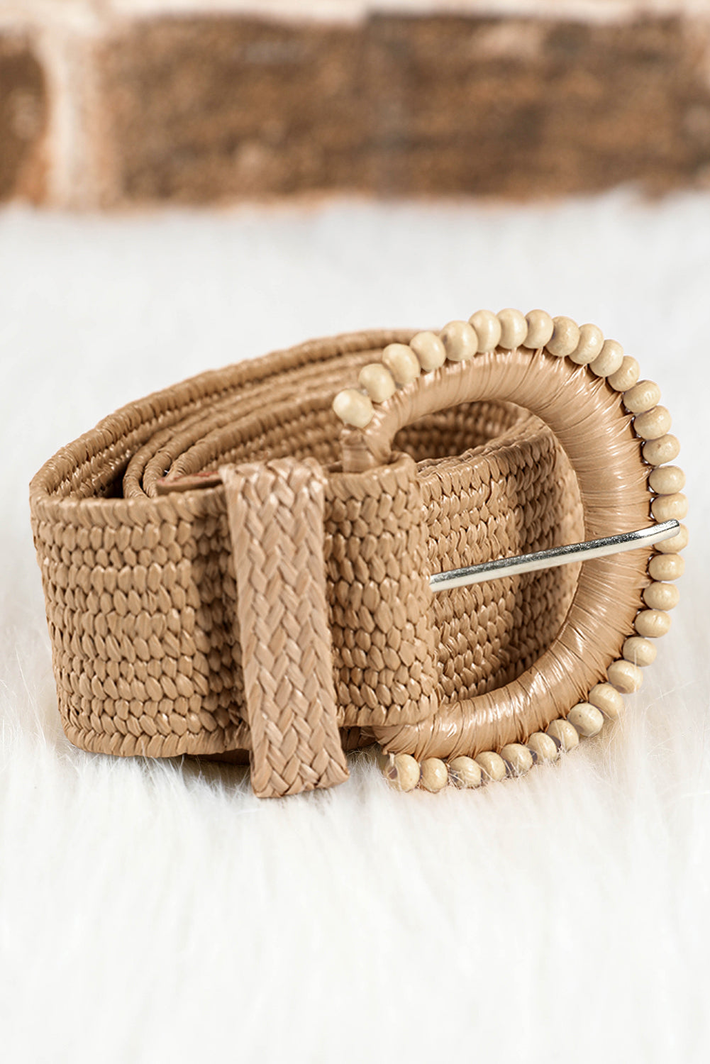 Threaded Pear Kylie Beaded Straw Woven Belt