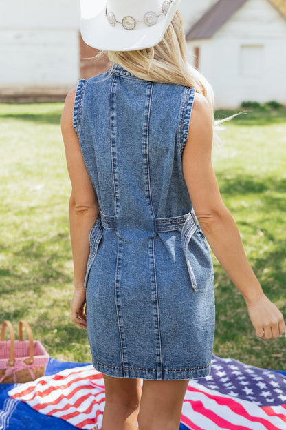 Threaded Pear Ainara Down Sleeveless Short Dress