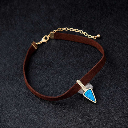 Turquoise & Cubic Zirconia Triangle Choker Necklace