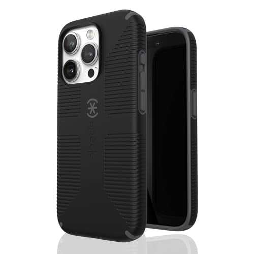 Speck Magsafe Case for Iphone 15 Pro - Drop & Camera Protection, Soft-Touch Secure Grip, Wireless Charging Compatible, Fits All 6.1 Inch Models Including Iphone 14 &13 Pro - Grip Black
