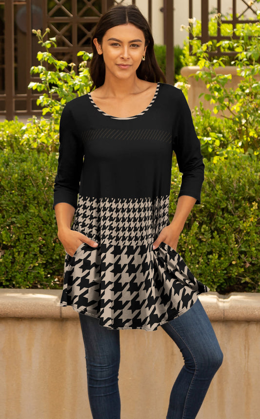 Black and Tan Houndstooth-