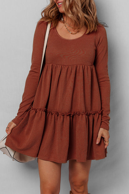 Threaded Pear Everleigh Ribbed Frilled Trim High Waist Dress