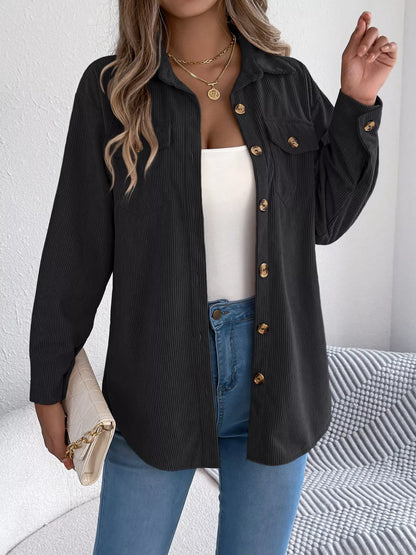 Casual Corduroy Button-Up Shacket