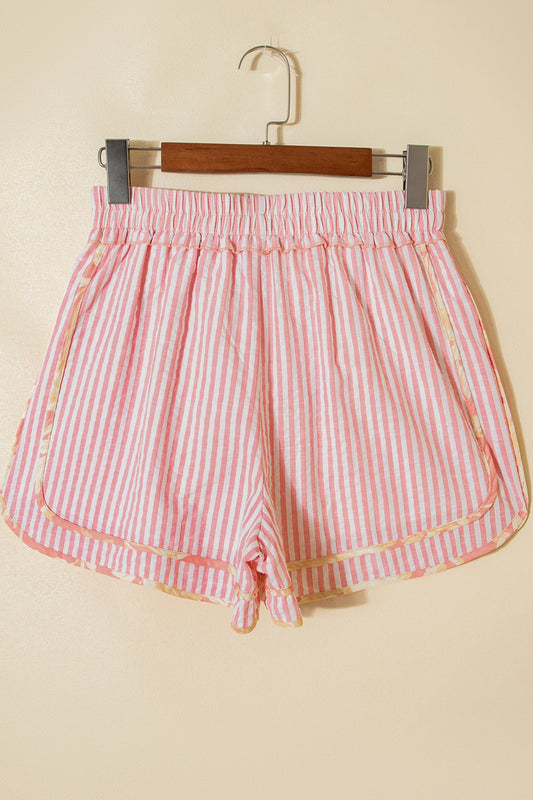 Laurel Striped Casual Shorts - L - 12/14 / Light Pink