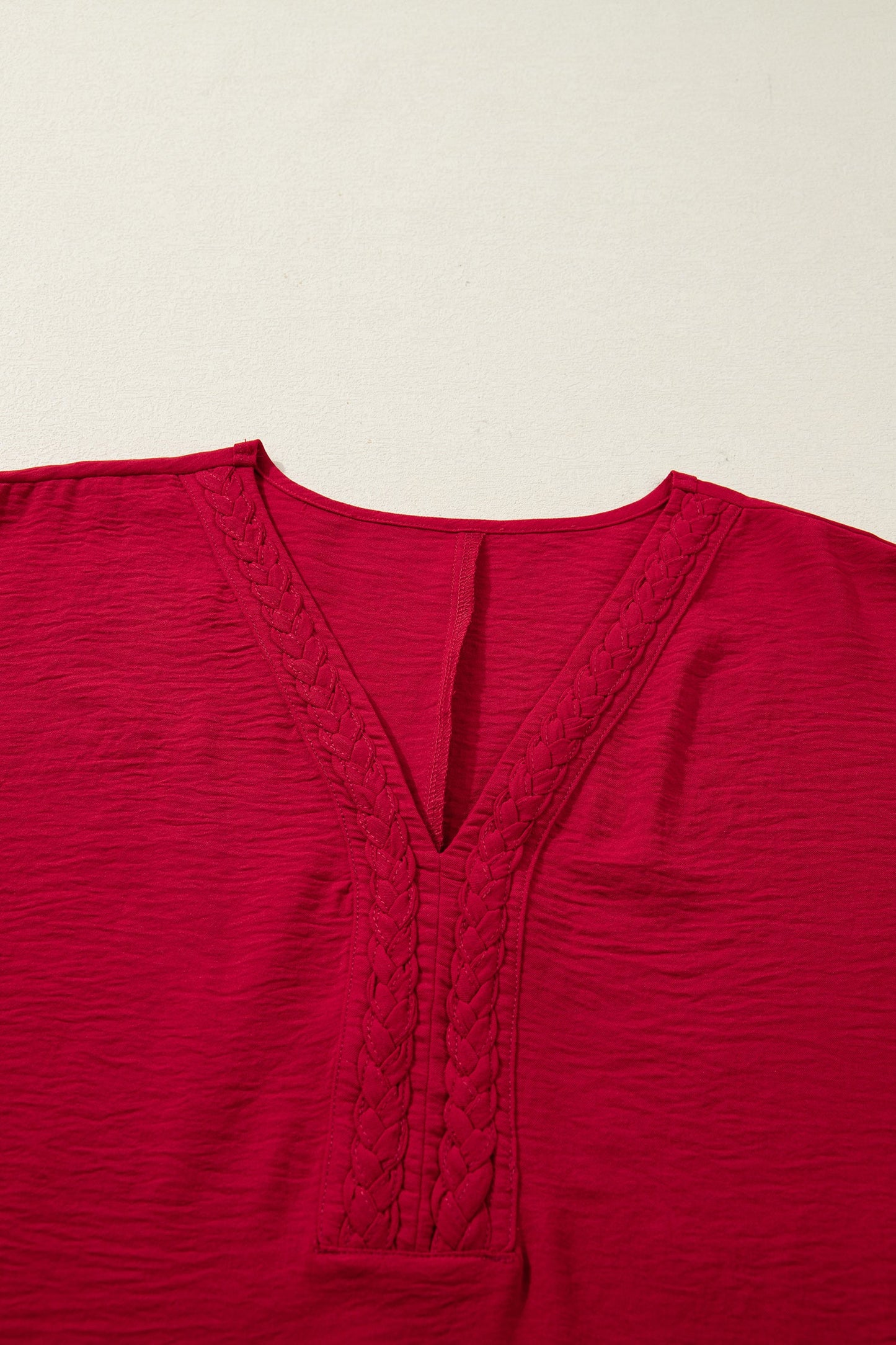 Threaded Pear Willow Trim Half Sleeve Blouse