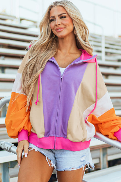 Threaded Pear Remy Patchwork Full Zipped Hoodie
