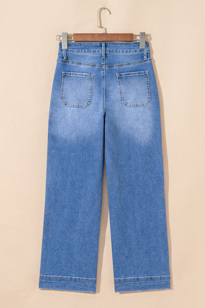 Threaded Pear Courtney Cropped High Rise Wide Leg Jeans
