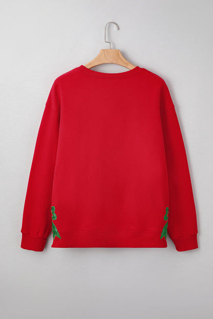 Threaded Pear Paulina Bow Decor Christmas Sweatshirt