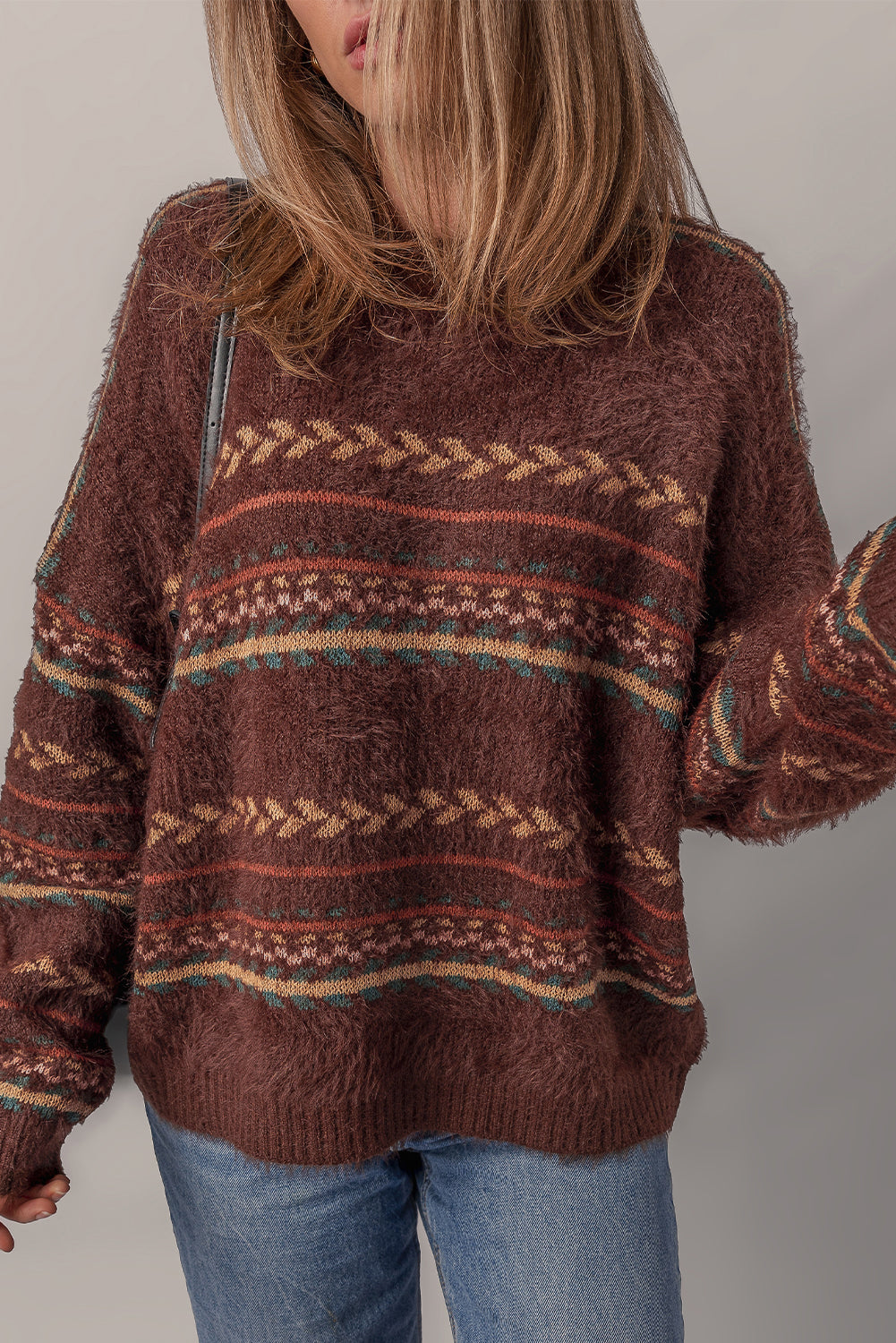 Threaded Pear Madison Knitted Drop Shoulder Sweater