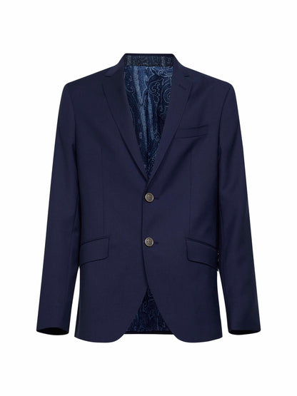 Blue Wool Single-Breasted Jacket