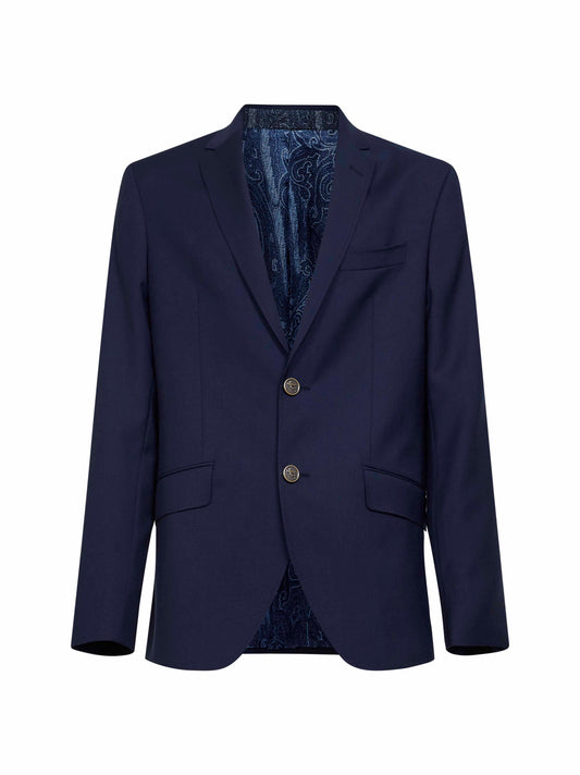 Blue Wool Single-Breasted Jacket
