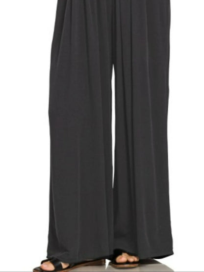 Zenana Woven Rayon Crepe Wide Leg Overalls