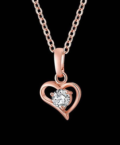 Cubic Zirconia & Rose Goldtone Heart Pendant Necklace