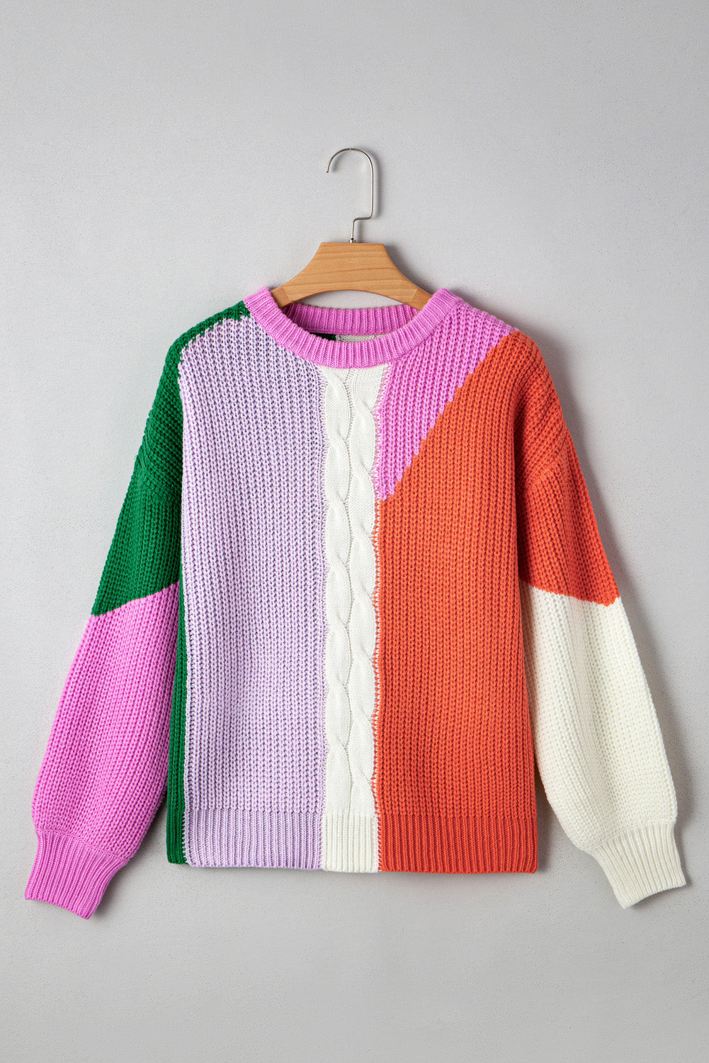 Threaded Pear Hailey Textured Knit Drop Shoulder Loose Fit Sweater