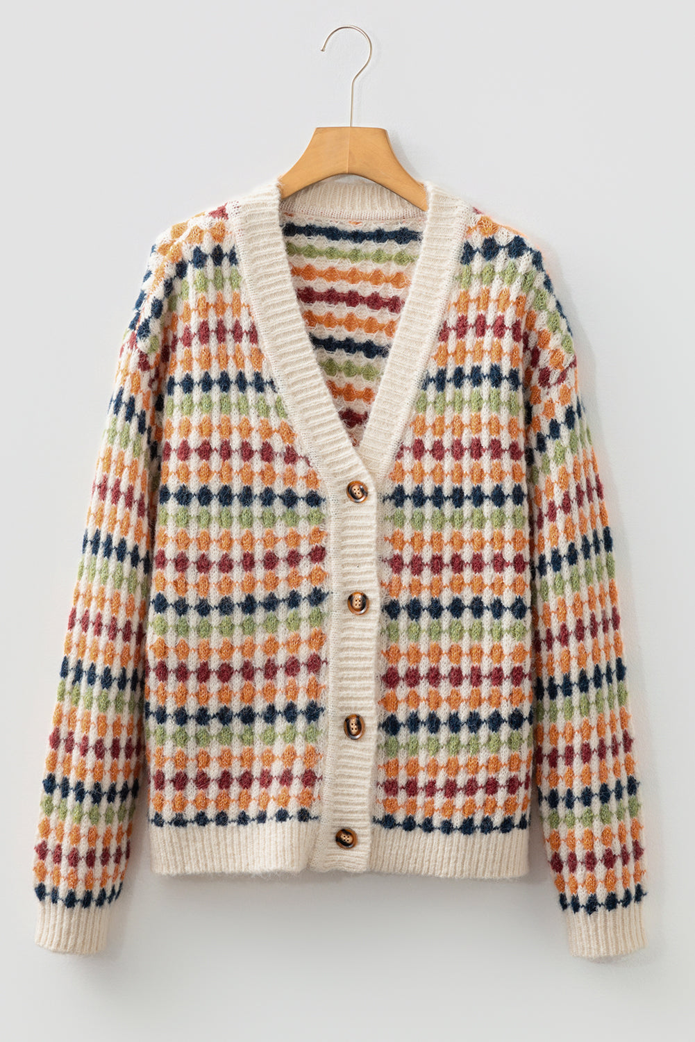 Threaded Pear Seraxie Pattern Knit Front Sweater