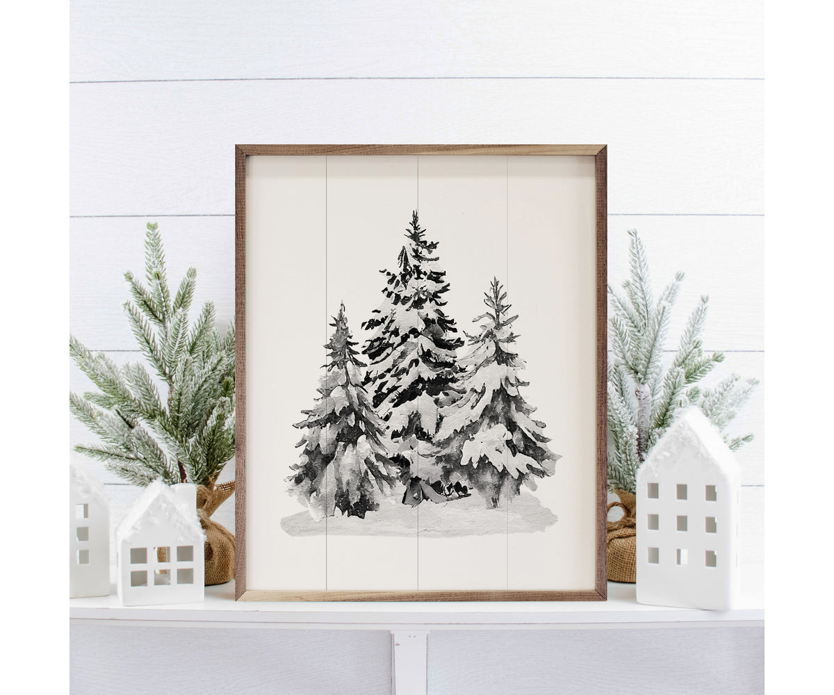 Kendrick Home Grayscale Snowy Pines II