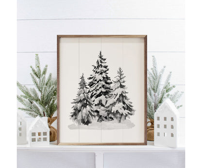 Kendrick Home Grayscale Snowy Pines II