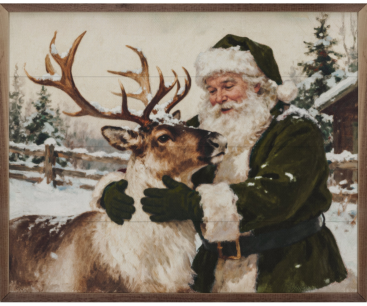 Kendrick Home Santa And Reindeer Green