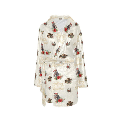 Baha Ranch Christmas Horses Western Fleece Bathrobe