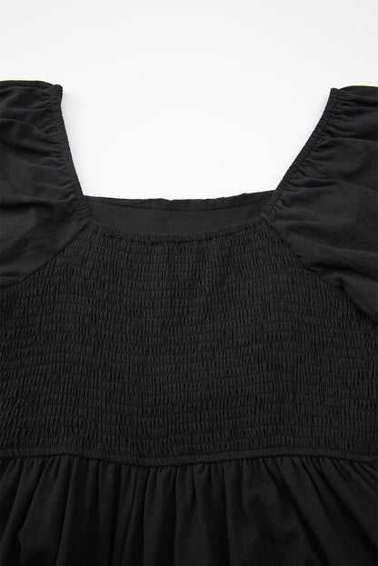 Threaded Pear Malaysia Ruched Puff Sleeve Romper