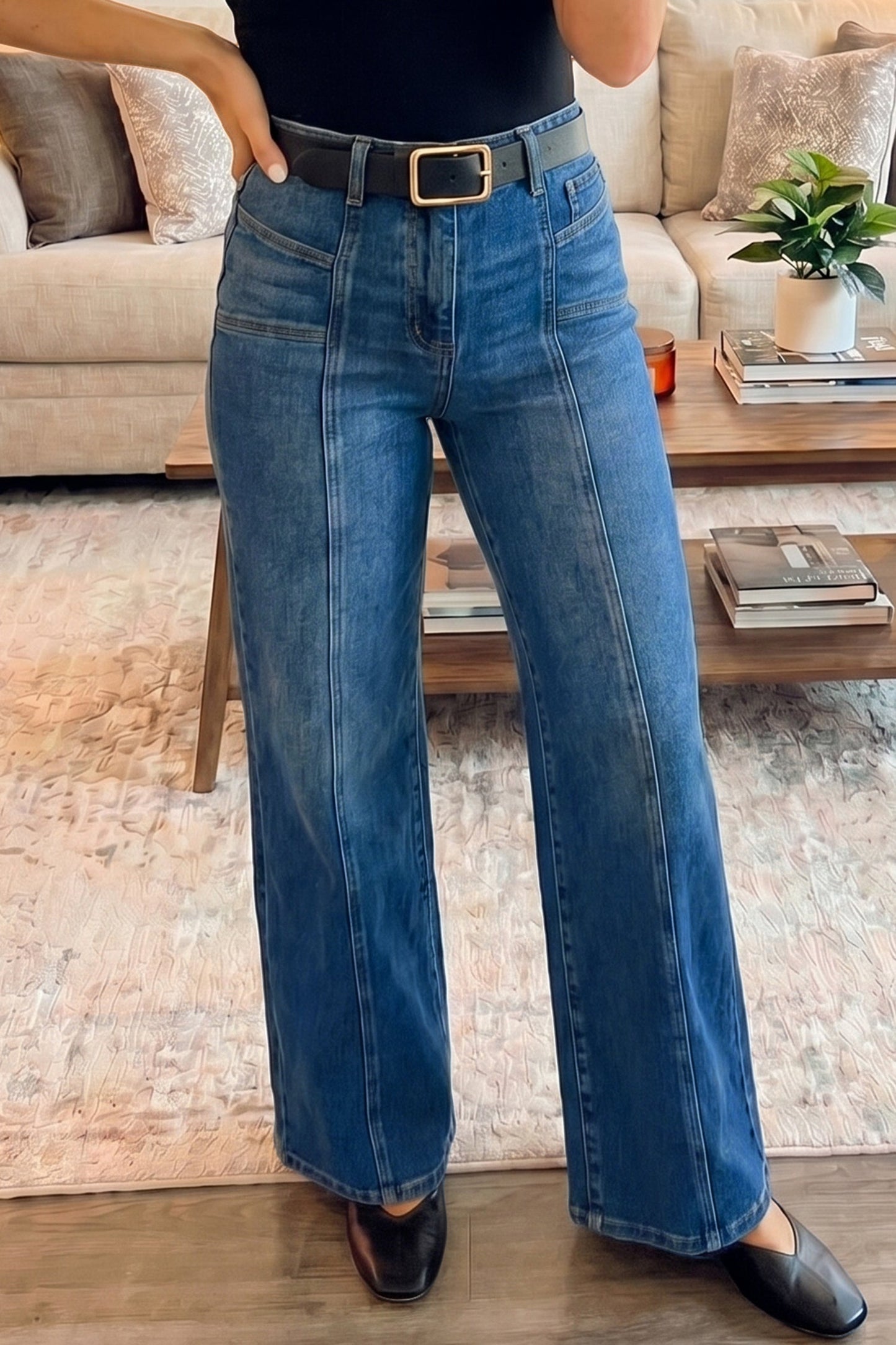 Threaded Pear Yusra Seam Detail Shift Jeans