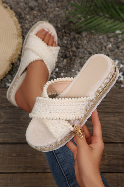 Threaded Pear Lana Knit Platform Slide Slippers