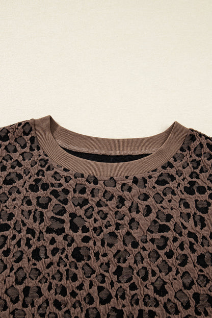 Threaded Pear Annie Ribbed Trim Leopard Top