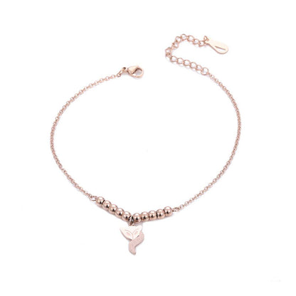 Rose Goldtone Frosted Fox Bead Anklet