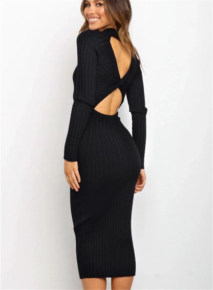 sweater tight dress Svansea Women's Long Sleeved Short Dress Fall and Winter Collar Ribbed Knit Elastic Slim Dresses Brown at Amazon Women's Clothing store Product information Rocorose Sweater Dress for Women