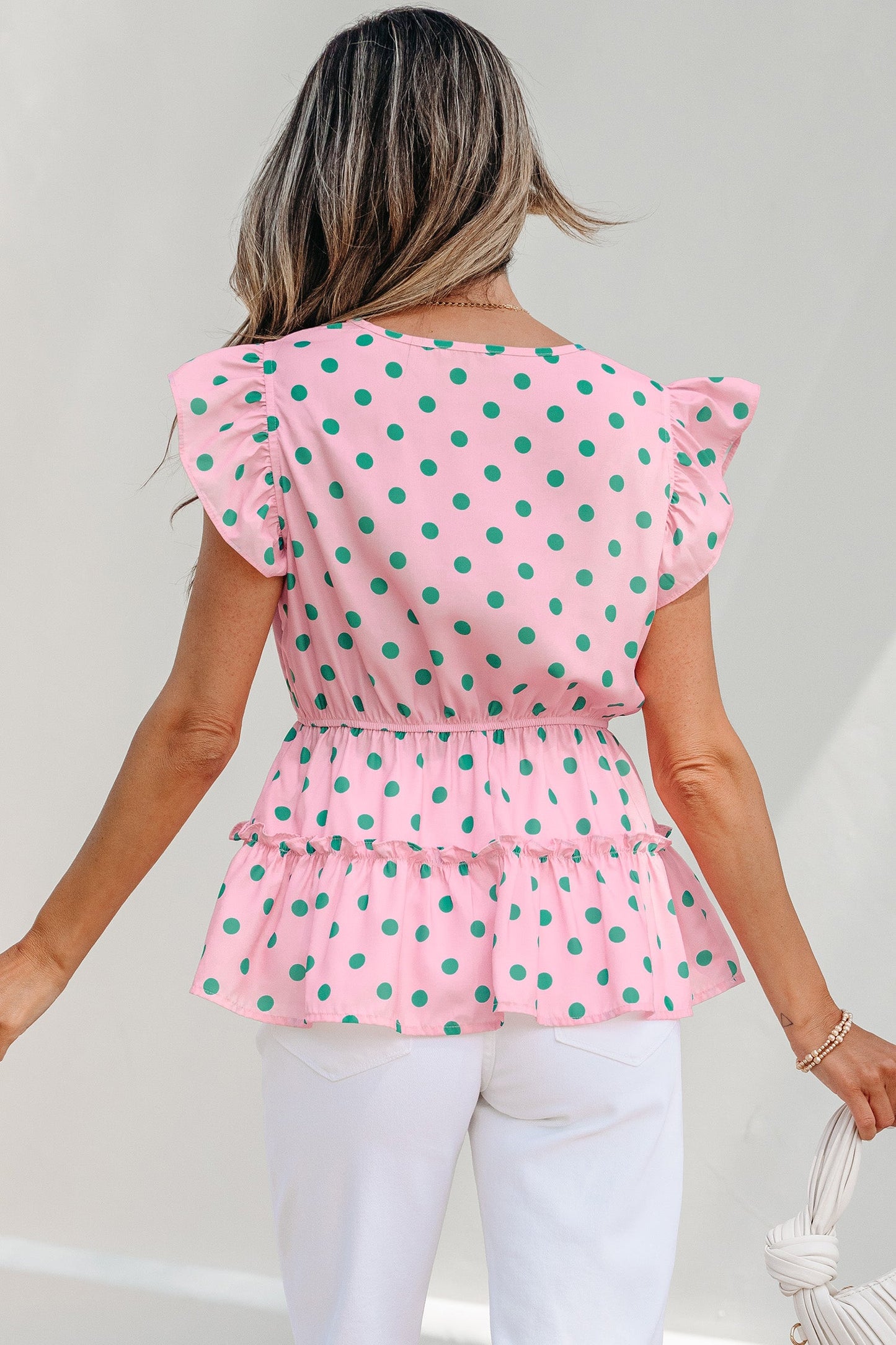 Threaded Pear Elowyn Drawstring Tiered Babydoll Blouse