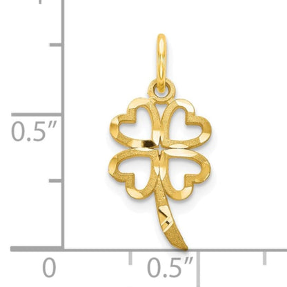 Good Luck Four Leaf Clover Charm 14K Yellow Gold Pendant