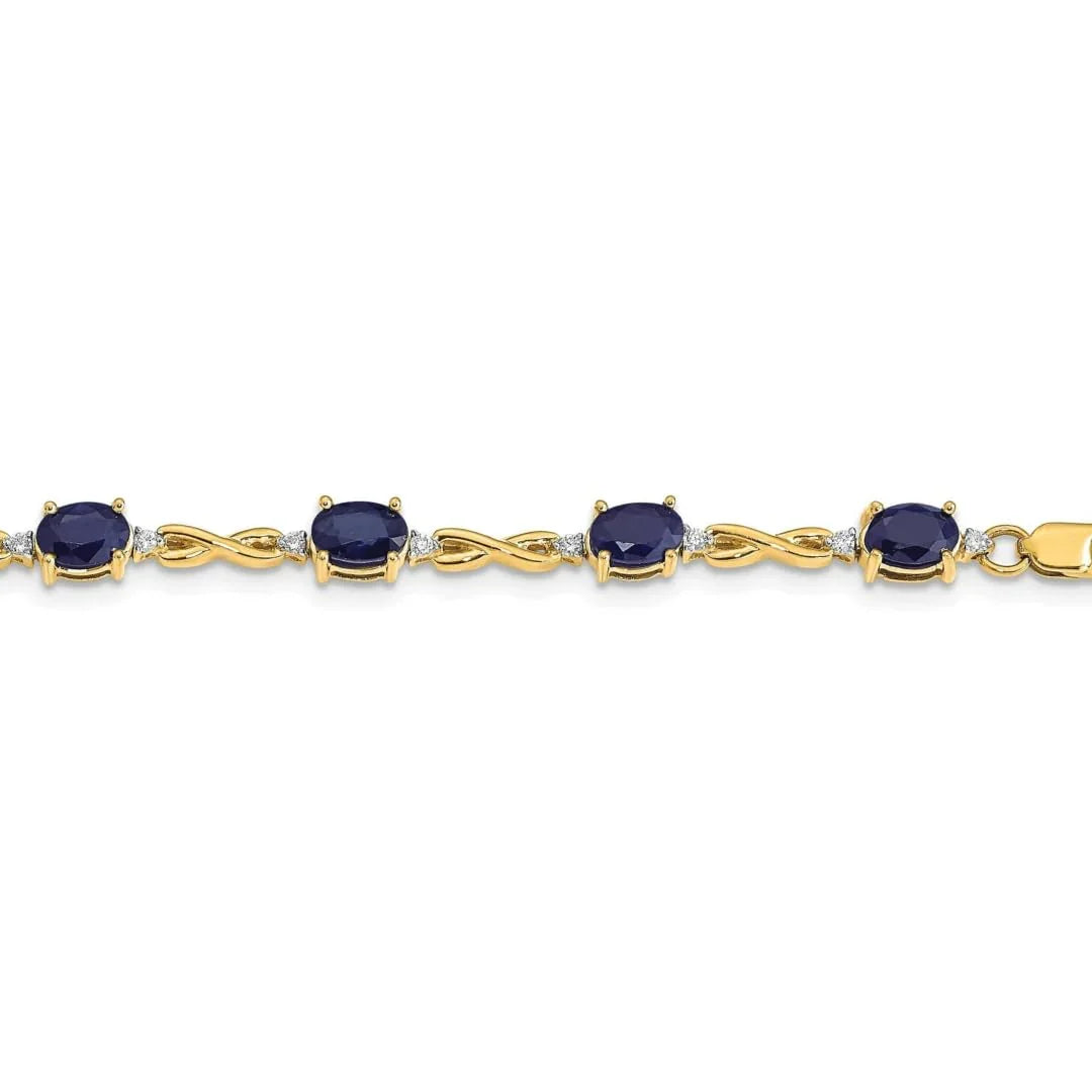 Genuine Sapphire Diamond Bracelets 14K Yellow Gold