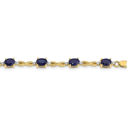 Genuine Sapphire Diamond Bracelets 14K Yellow Gold