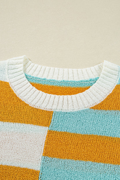 Threaded Pear Abigail Block Striped Pullover Sweater
